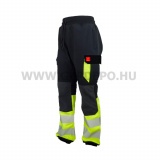 Urgent 721 fényvisszaverő softshell nadrág, fekete/láthatósági sárga - L