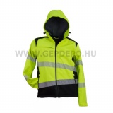 Urgent LUX fényvisszaverő kapucnis softshell kabát, láthatósági sárga - M/50