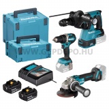 Makita DLX3195JX1 akkus szett 18V LXT BL XPT(DDF484 +DGA504 +DHR243+ 2x BL1850B + DC18RC +2x MakPac)