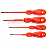 NEO TOOLS csavarhúzó készlet 1000V, szigetelt, 4db, vékonyított szárral