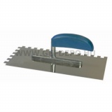 Bautool inox rozsdamentes glettelő fa nyéllel - 130 x 280 mm, 8 mm-es fogakkal