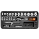 NEO TOOLS dugókulcs készlet műanyag tálcában 3/8" 22 részes