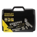 Stanley 3/8" dugókulcs készlet 3 fokonkénti fogazással 49 részes