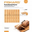 Fiskars Functional Form Bambusz vágódeszka és kenyérvágó kés készlet