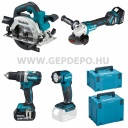 Makita DLX4154TJ akkus szett 18V LXT  DHP484 DGA513 DHS661 DML815 2xBL1850B DC18RC 2 MakPac koffer