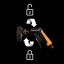 Fiskars Comfort locsolópisztoly, multi, markolatvezérlésű