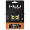 Neo fejlámpa mozgásérzékelővel, tölthető, USB, COB LED, 250 lm