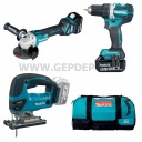 Makita DLX3152TX1 Akkus Szett (DDF484+DJV180+DGA511 +2xBL1850B + 1xDC18RC + táska) 18V LXT BL XPT