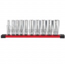 Milwaukee 3/8" Dugókulcsok hosszú, SAE, tartósínen 10 db