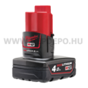 Milwaukee M12 B4 4.0 AH Redlithium Li-ion akkumulátor