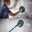 wolfcraft Kerek gipszkartoncsiszoló o 225 mm, tépözáras, markolat + teleszkópadapter