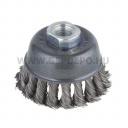 wolfcraft Üregelö drótkefe acélszálas, fonott, O65mm M14, sarokcsiszolóhoz