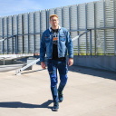 NEO Farmer munkásnadrág, Denim, 98% pamut, térdvédő betét zsebbel, gombos oldalzsebekkel, 255 g/m2,M